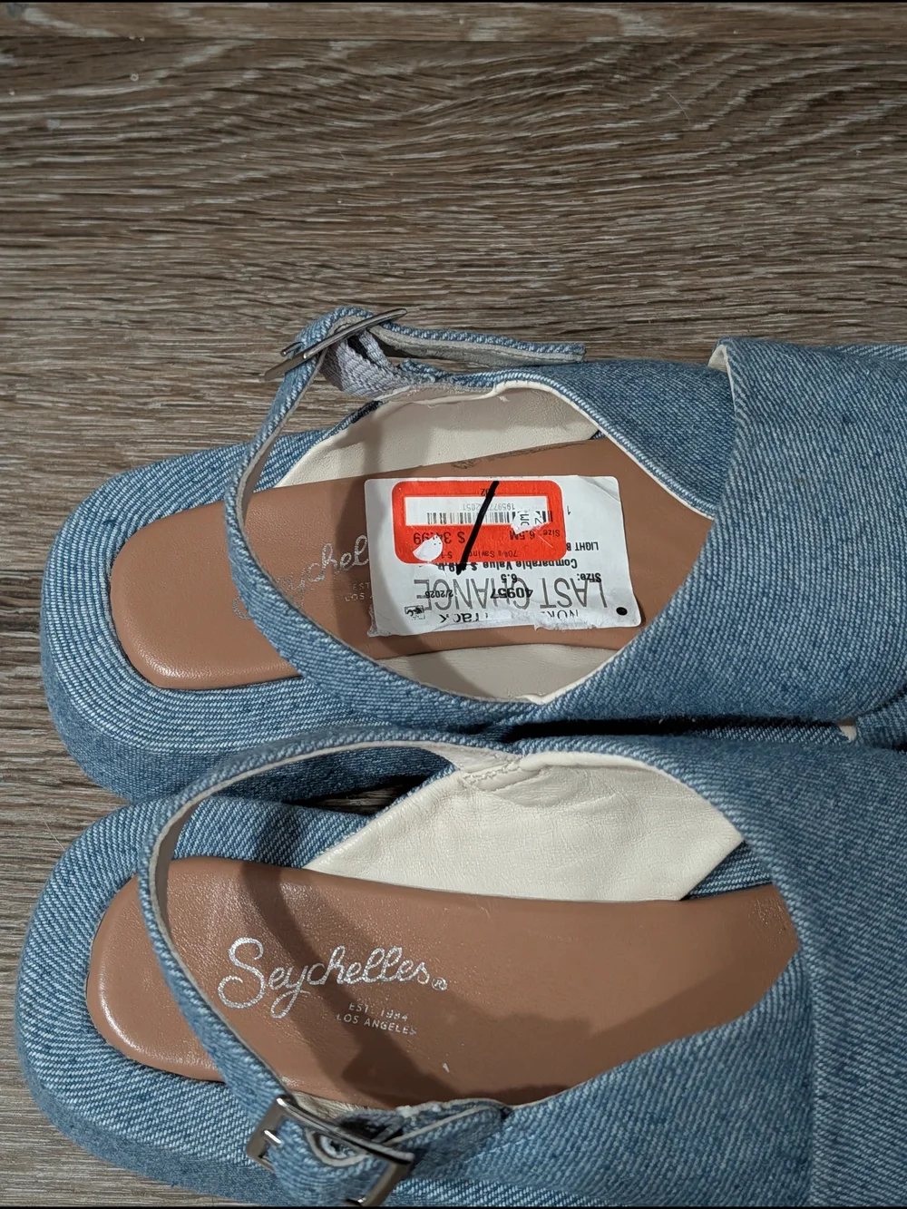 Seychelles Denim Blue Crossband Slingback Sandals